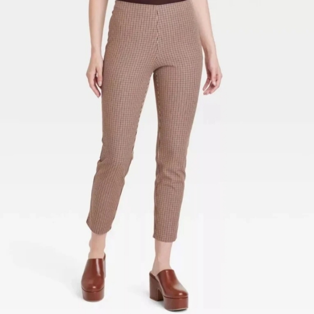 Houndstooth Print Womens Crop/ankle Dress Pants Skinny Stretch Pull-on sz 12 NWT